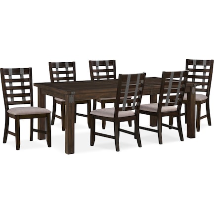 Hampton Dining Table and 6 Dining Chairs - Cocoa