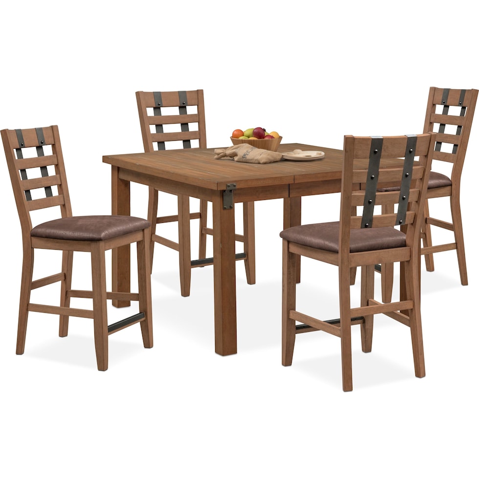 hampton dining light brown  pc counter height dining room   