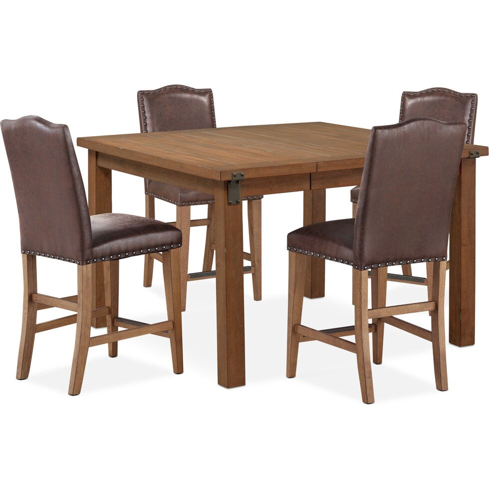 hampton dining light brown  pc counter height dining room   