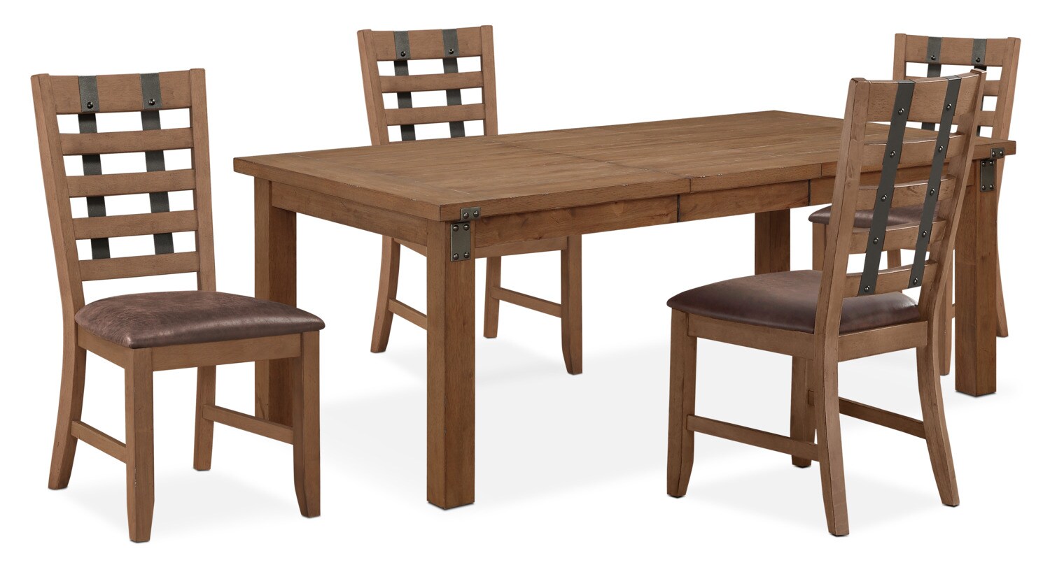 Hampton Dining Table and 4 Dining Chairs Sandstone American Signature Furniture
