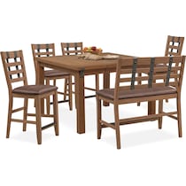 hampton dining light brown  pc counter height dining room   