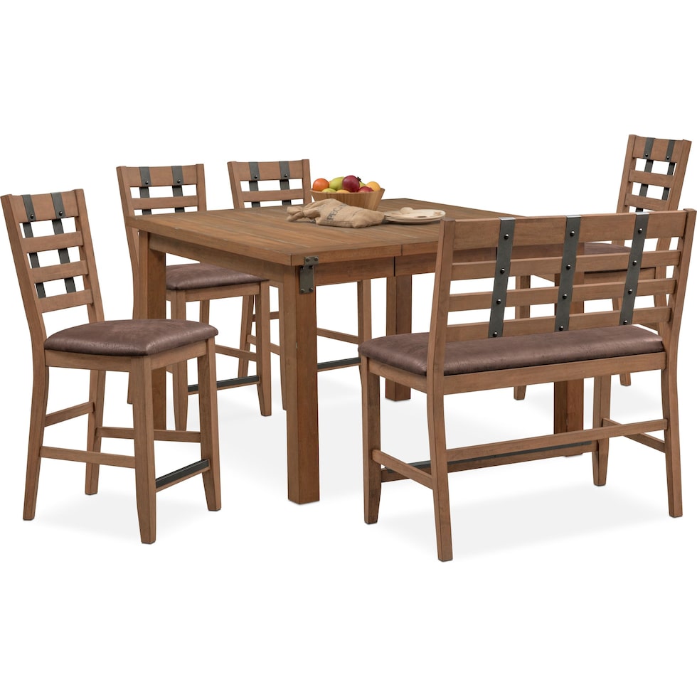 hampton dining light brown  pc counter height dining room   