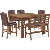 hampton dining light brown  pc counter height dining room   