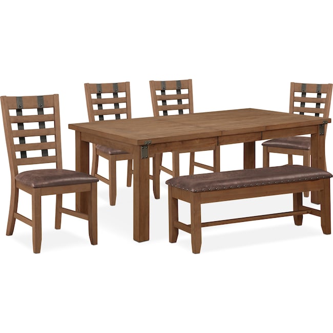 Dining Room Furniture - Hampton Dining Table, 4 Side Chairs and Storage Bench