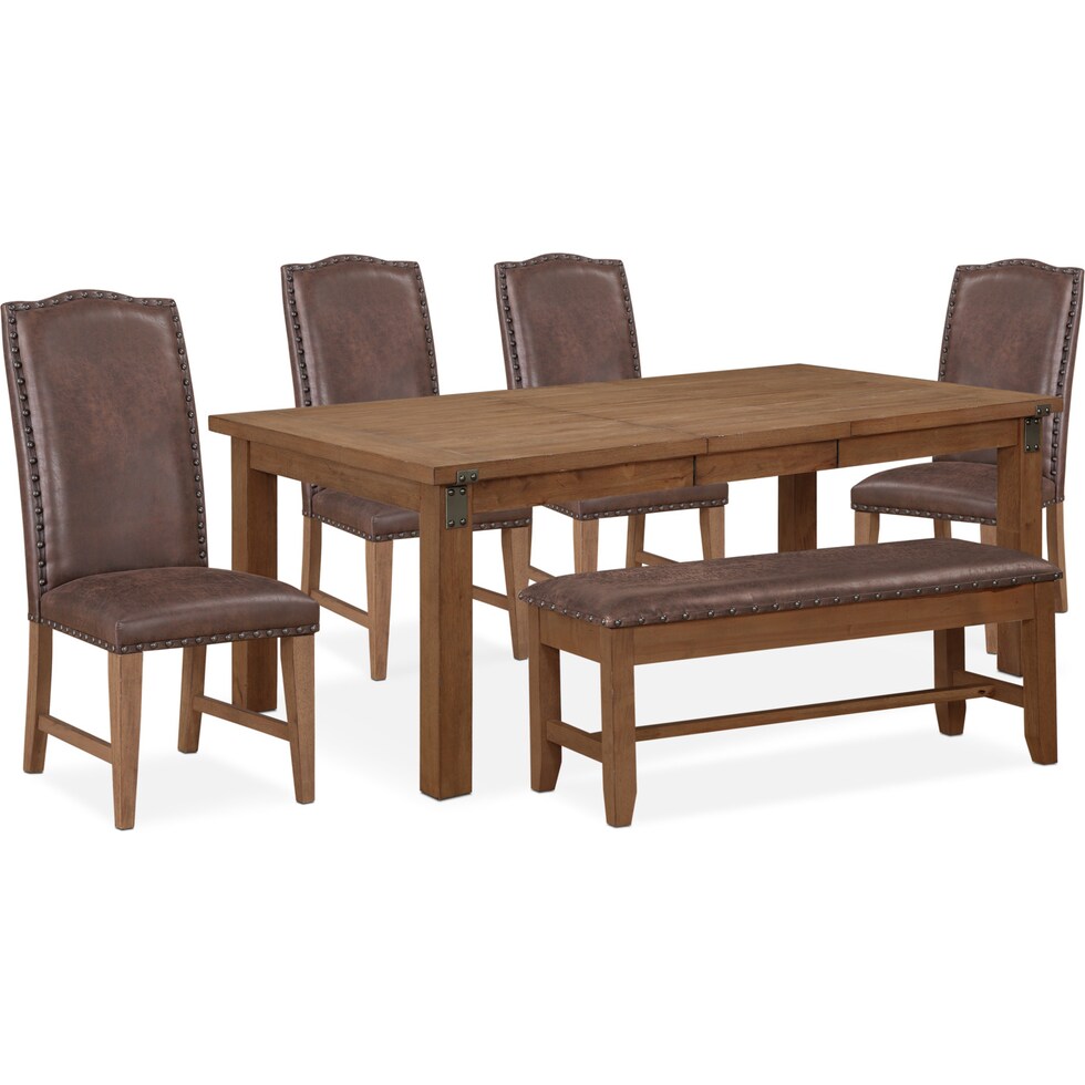 hampton dining light brown  pc dining room   