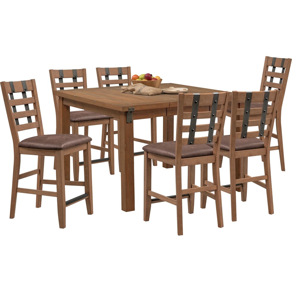 hampton dining light brown  pc counter height dining room   