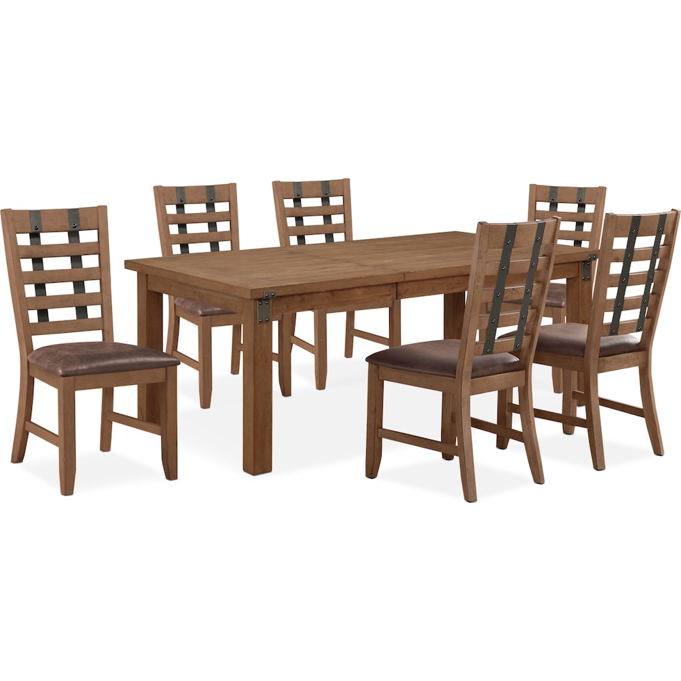 hampton dining light brown  pc dining room   