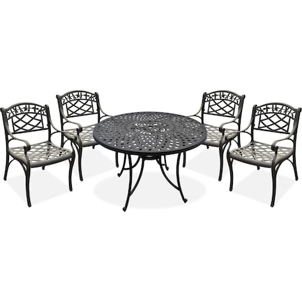Hana Outdoor 42" Dining Table and 4 Arm Chairs