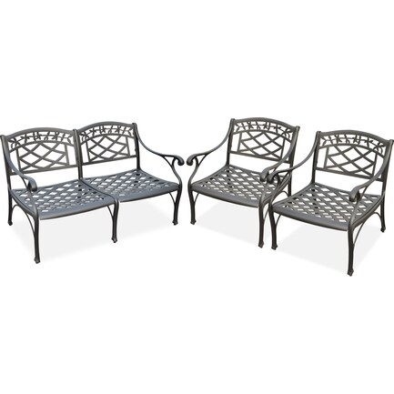 Hana Outdoor Loveseat and 2 Chairs Set