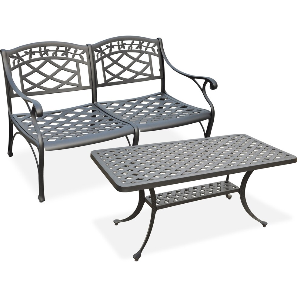 hana outdoor black outdoor loveseat set   
