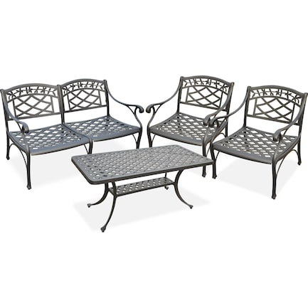 Hana Outdoor Loveseat, 2 Chairs and Coffee Table Set