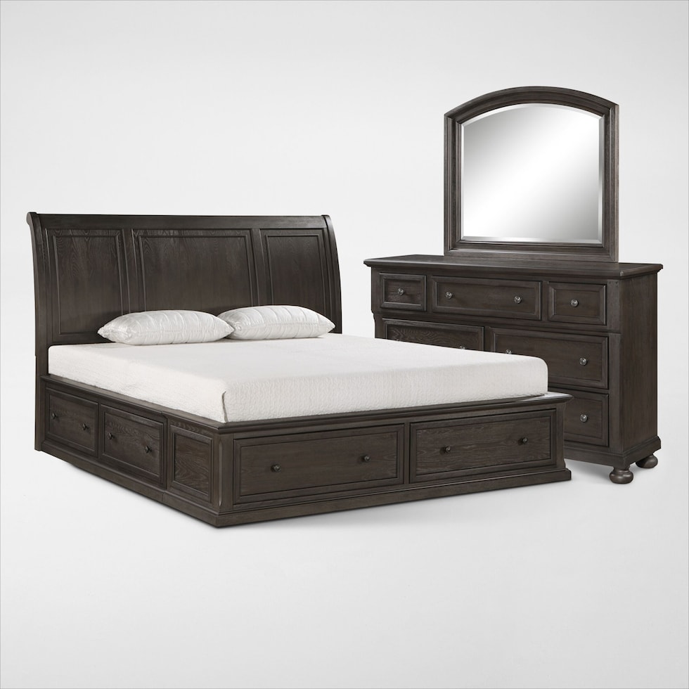 hanover bedroom dark brown  pc queen bedroom   