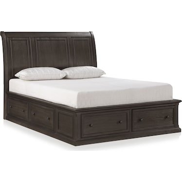 Hanover 6-Piece Storage Sleigh Queen Bedroom Set with Dresser, Mirror and Nightstand with USB Chargi