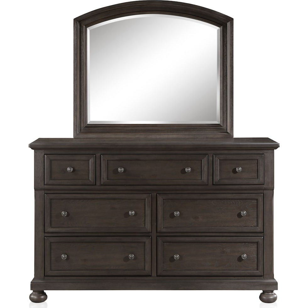 hanover bedroom dark brown dresser and mirror   