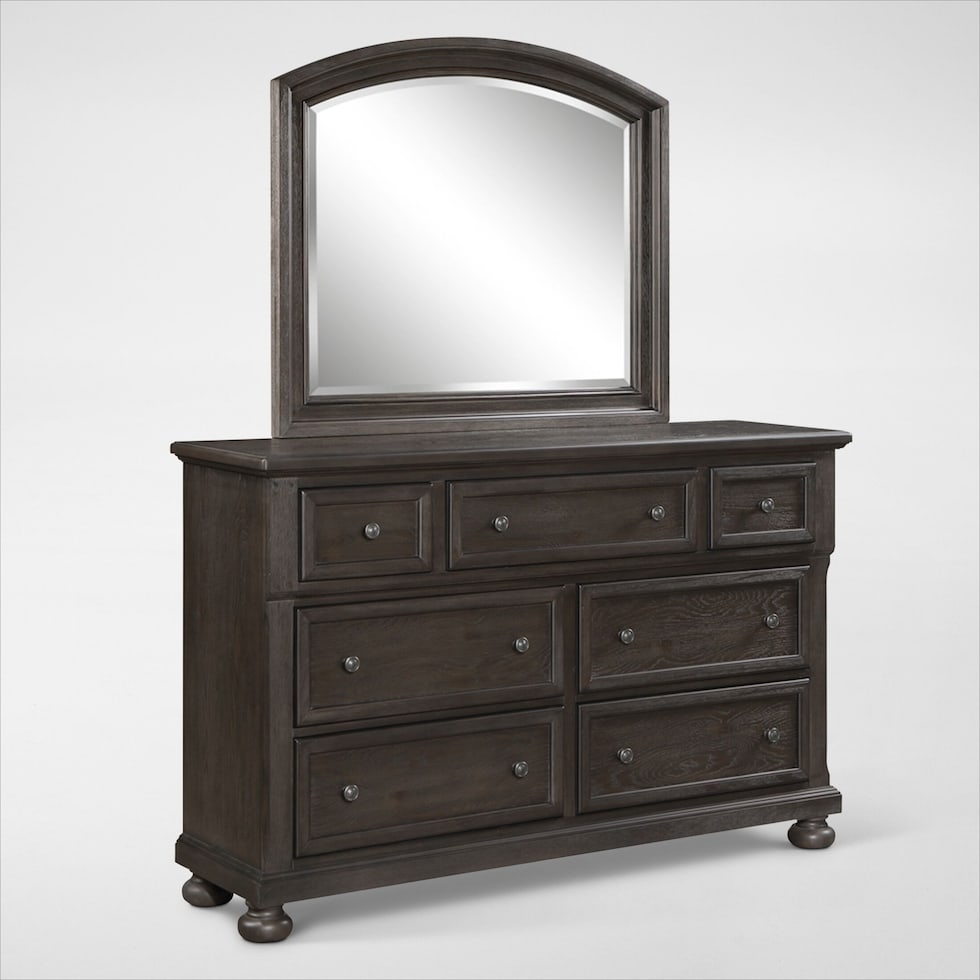 hanover bedroom dark brown dresser and mirror   