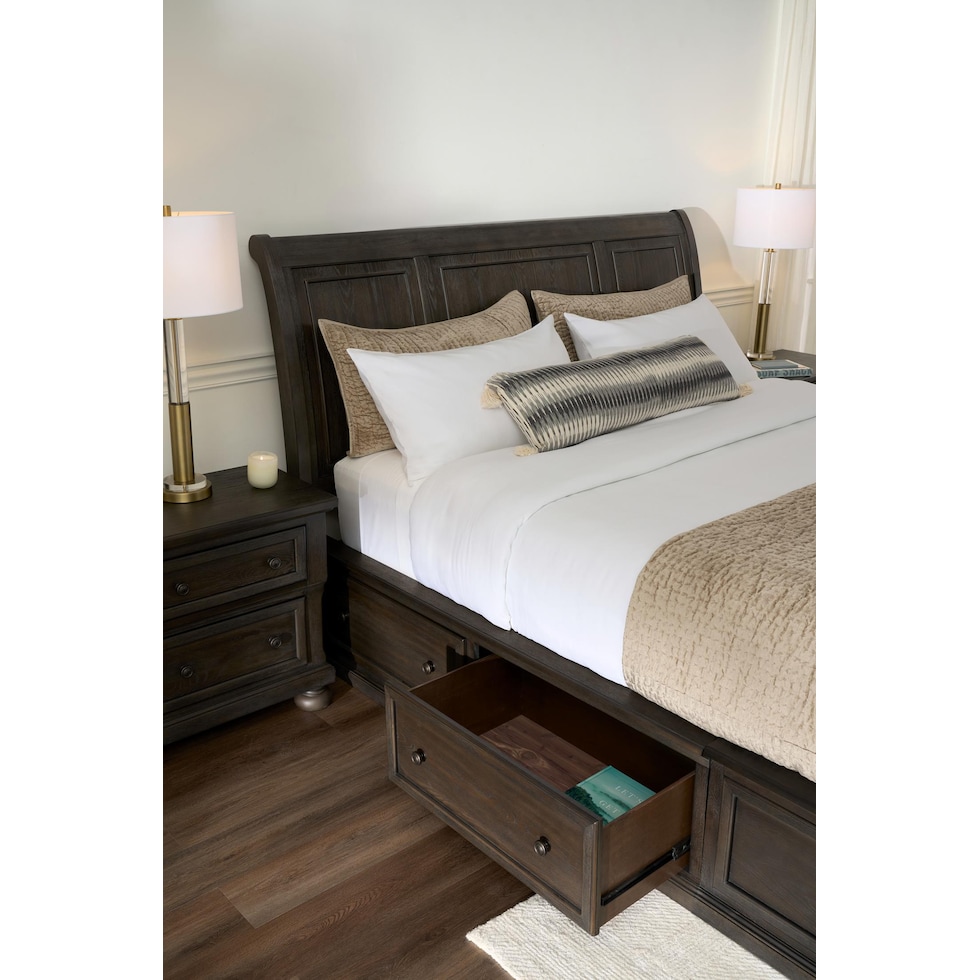 hanover bedroom dark brown king bed   