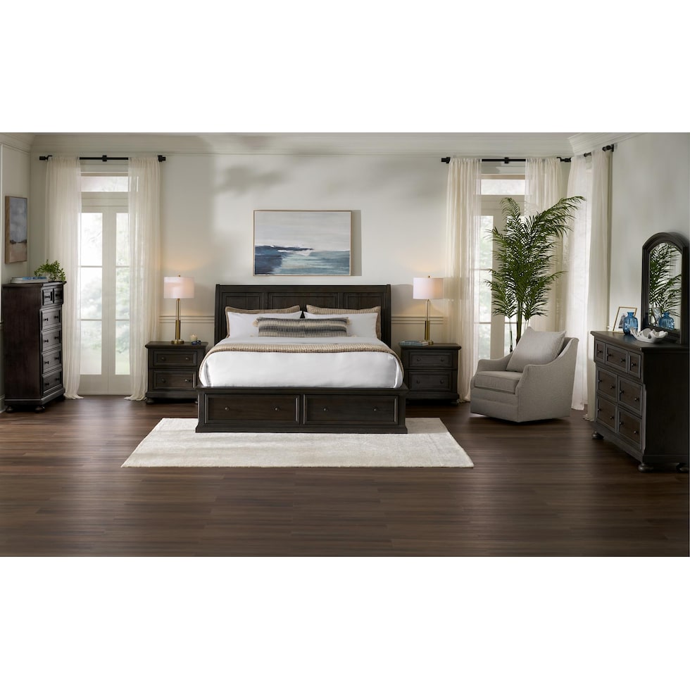 hanover bedroom dark brown king bed   