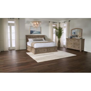 Hanover 5-Piece Storage Sleigh Bedroom Set with Dresser and Mirror