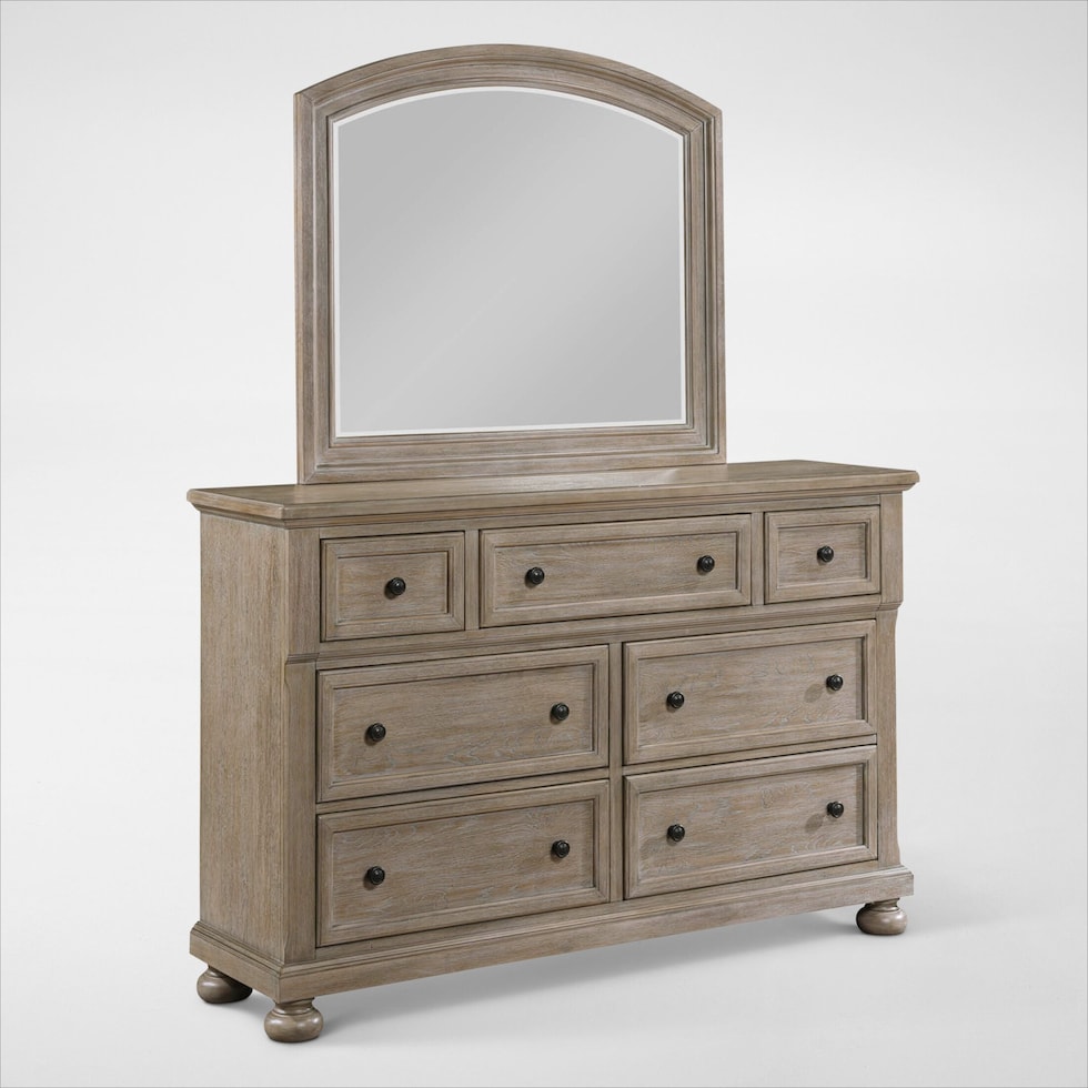 hanover bedroom light brown dresser and mirror   