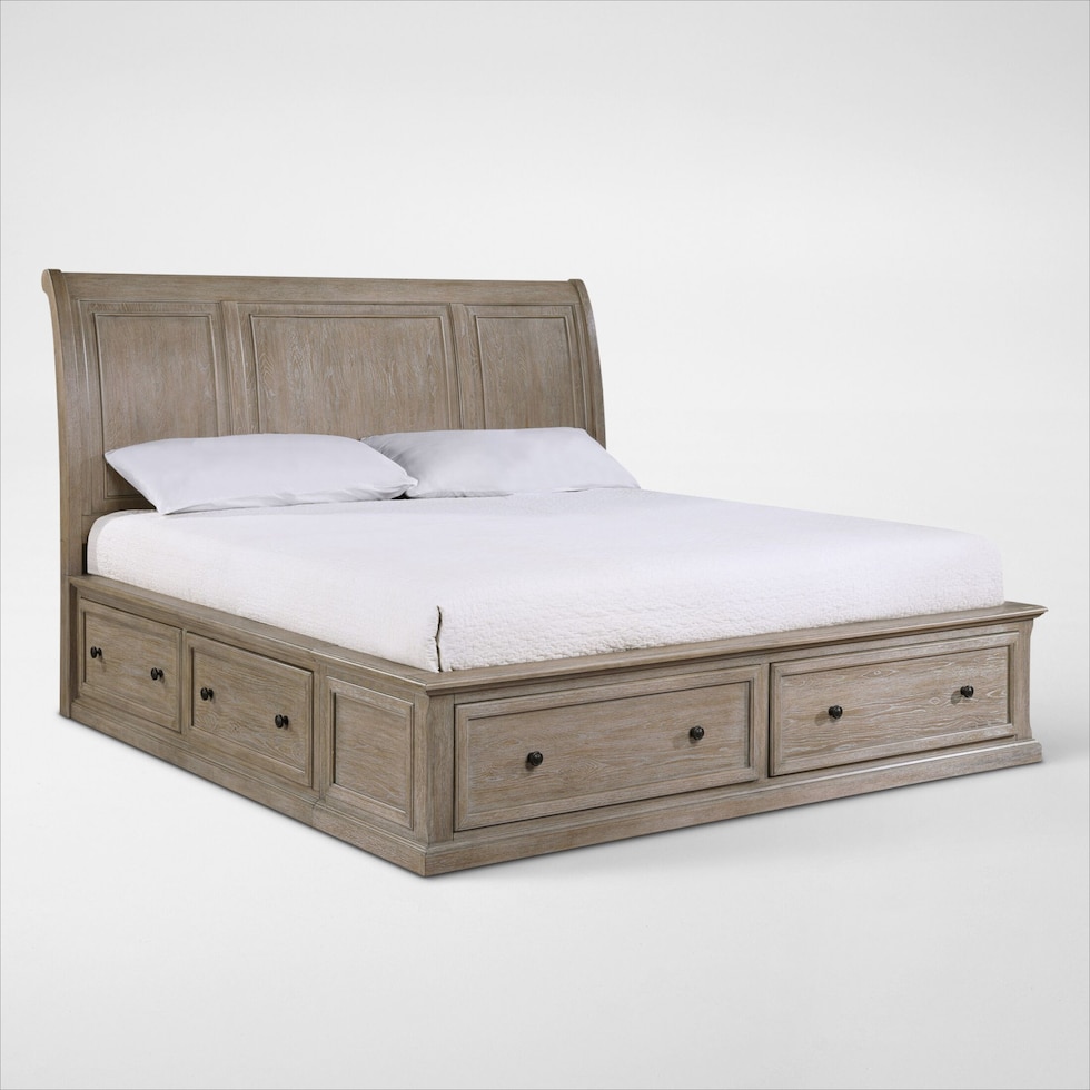 hanover bedroom light brown king bed   