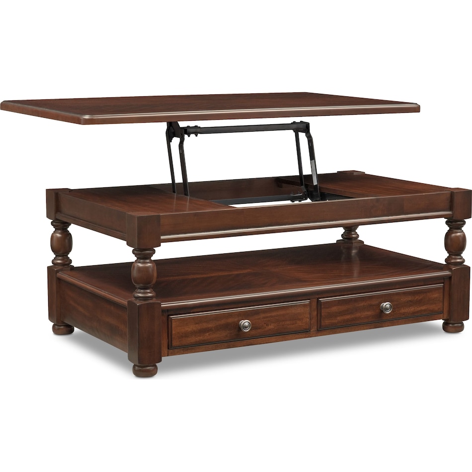 hanover occasional dark brown lift top coffee table   