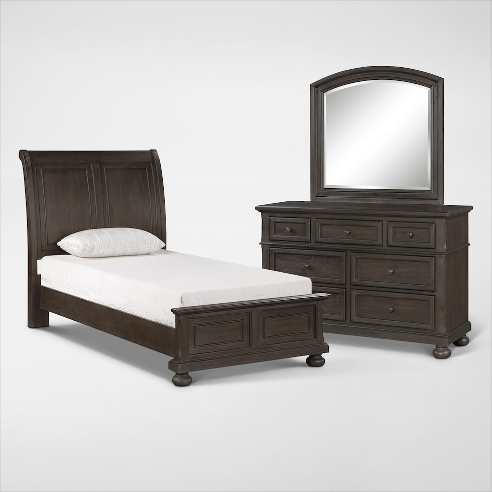 hanover youth bedroom dark brown  pc twin bedroom   
