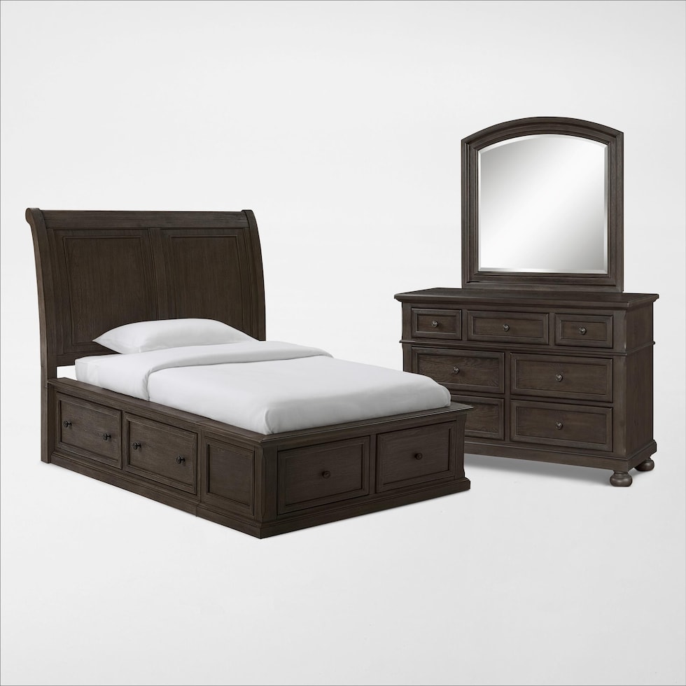 hanover youth bedroom dark brown  pc twin bedroom   