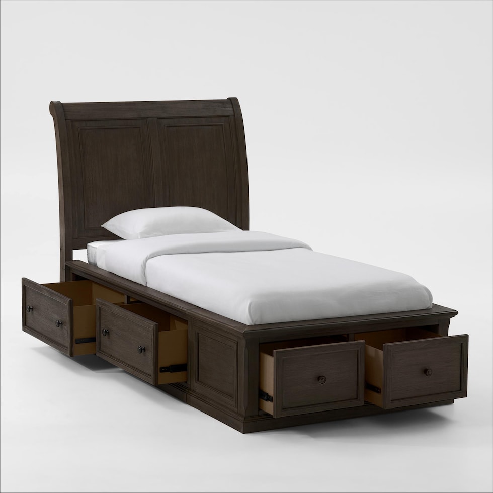 hanover youth bedroom dark brown  pc twin bedroom   