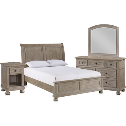 Hanover 6-Piece Youth Sleigh Bedroom Set with Dresser, Mirror and Charging Nightstand