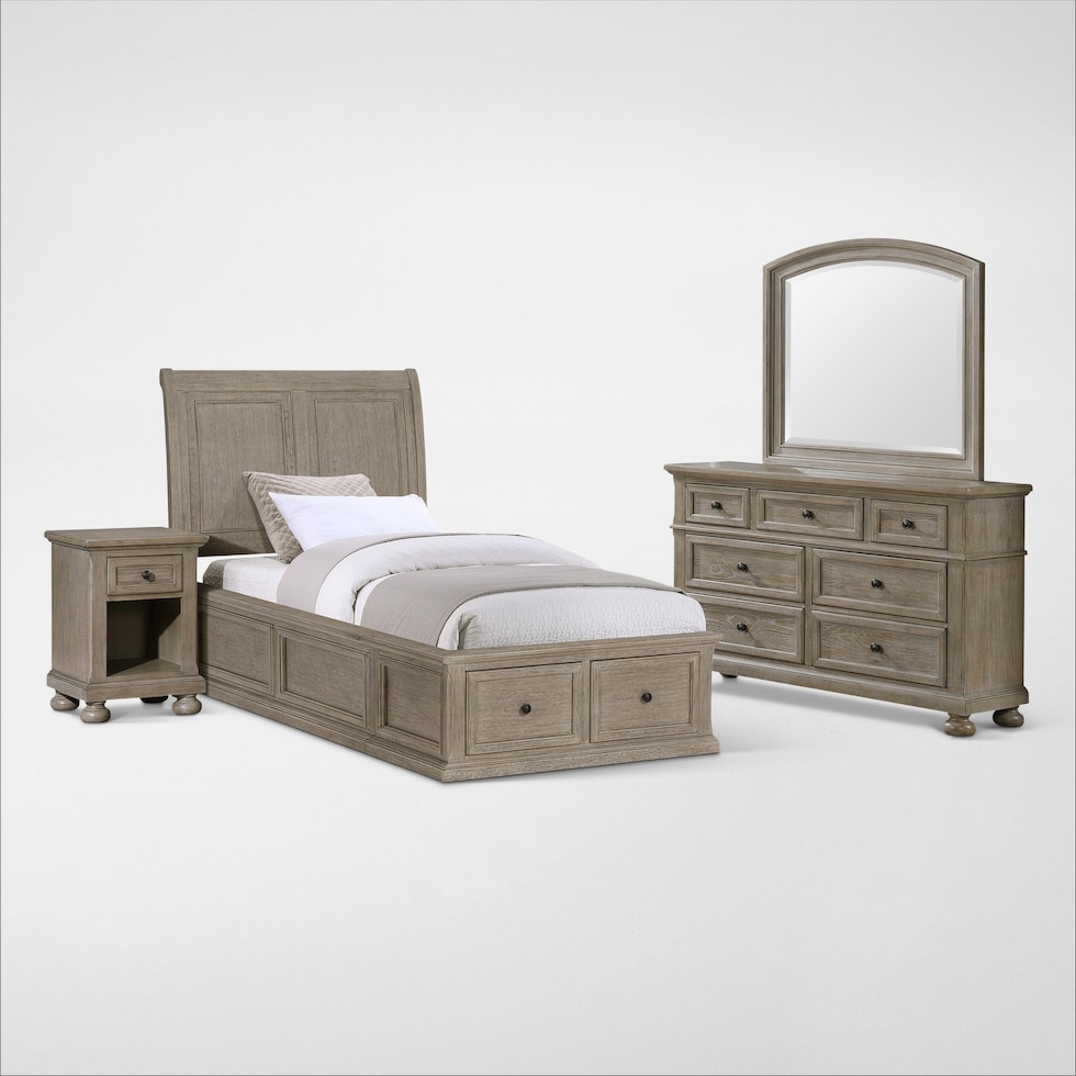 hanover youth bedroom light brown  pc twin bedroom   