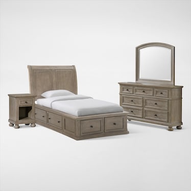 Hanover 6-Piece Storage Bedroom Set with Dresser, Mirror and Nightstand