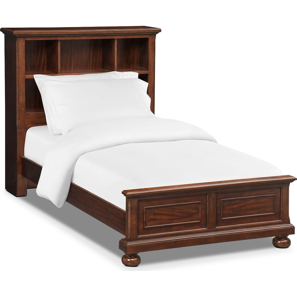 hanover youth cherry bookcase dark brown  pc full bedroom   