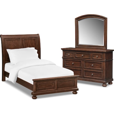 Hanover Youth 5-Piece Full Sleigh Bedroom Set with Dresser and Mirror - Cherry