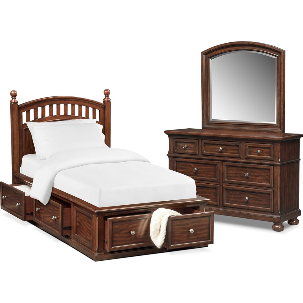 hanover youth cherry dark brown  pc full bedroom   