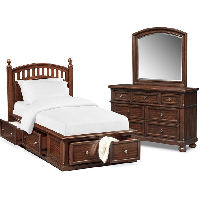 Bedroom Furniture - Hanover Youth 5-Piece Poster Storage Bedroom Set with Dresser and Mirror