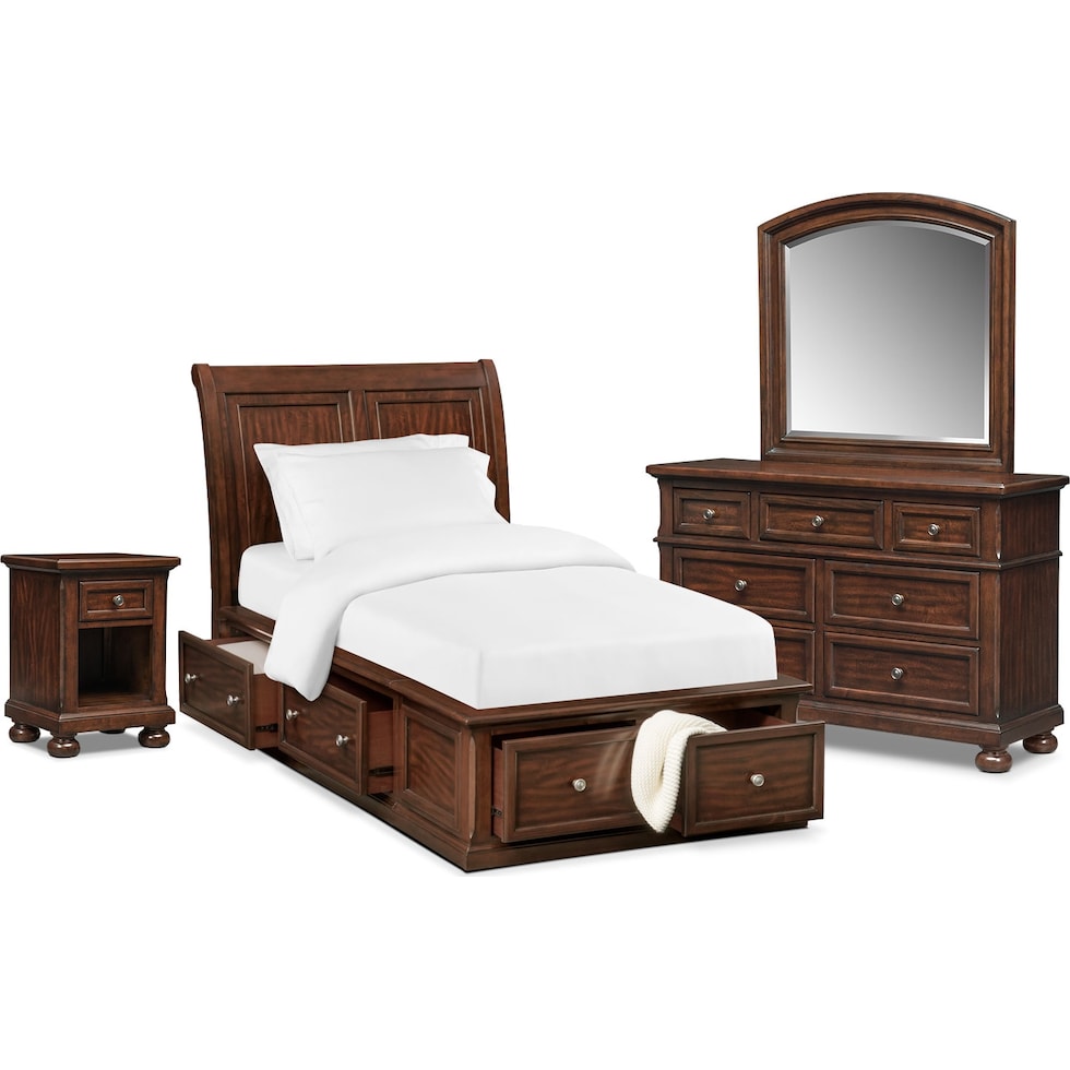 hanover youth cherry dark brown  pc full bedroom   