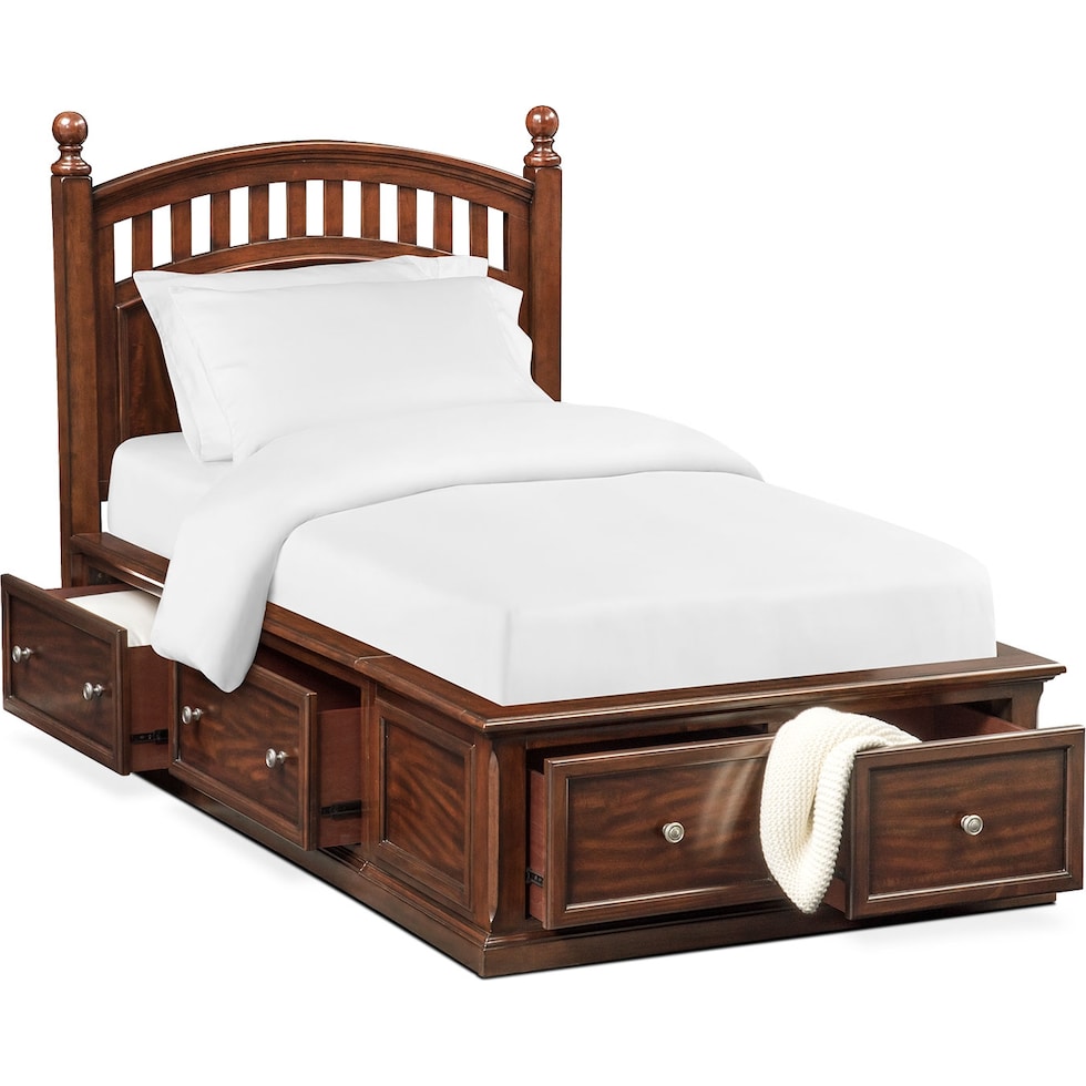 hanover youth cherry dark brown full bed w storage   