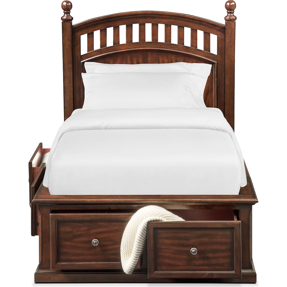 hanover youth cherry dark brown full bed w storage   