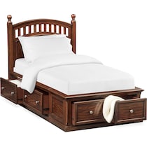hanover youth cherry dark brown twin bed with storage   