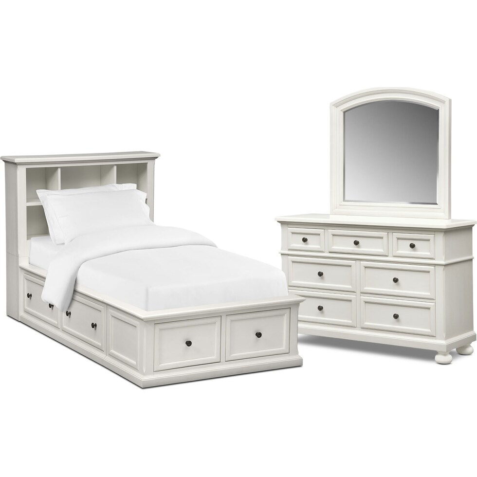 hanover youth white bookcase white  pc twin bedroom   