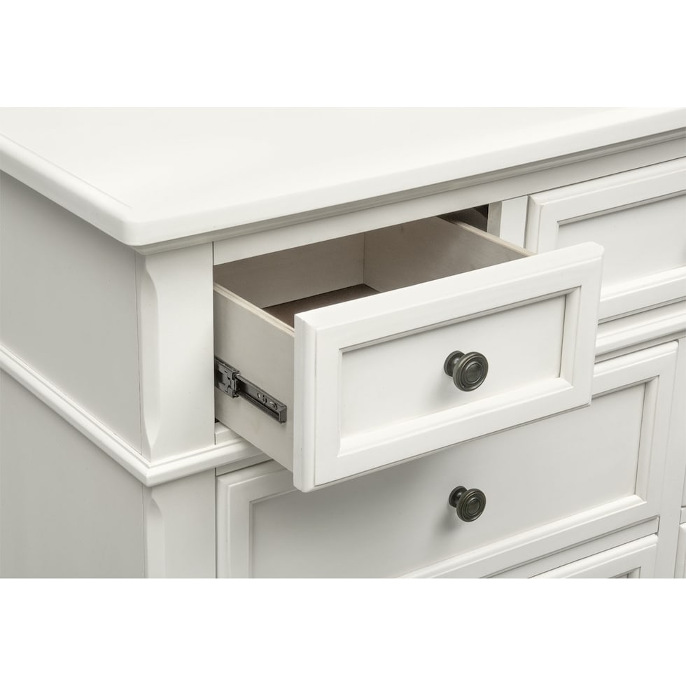 hanover youth white bookcase white dresser & mirror   