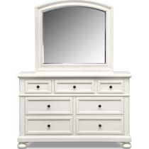 hanover youth white bookcase white dresser & mirror   