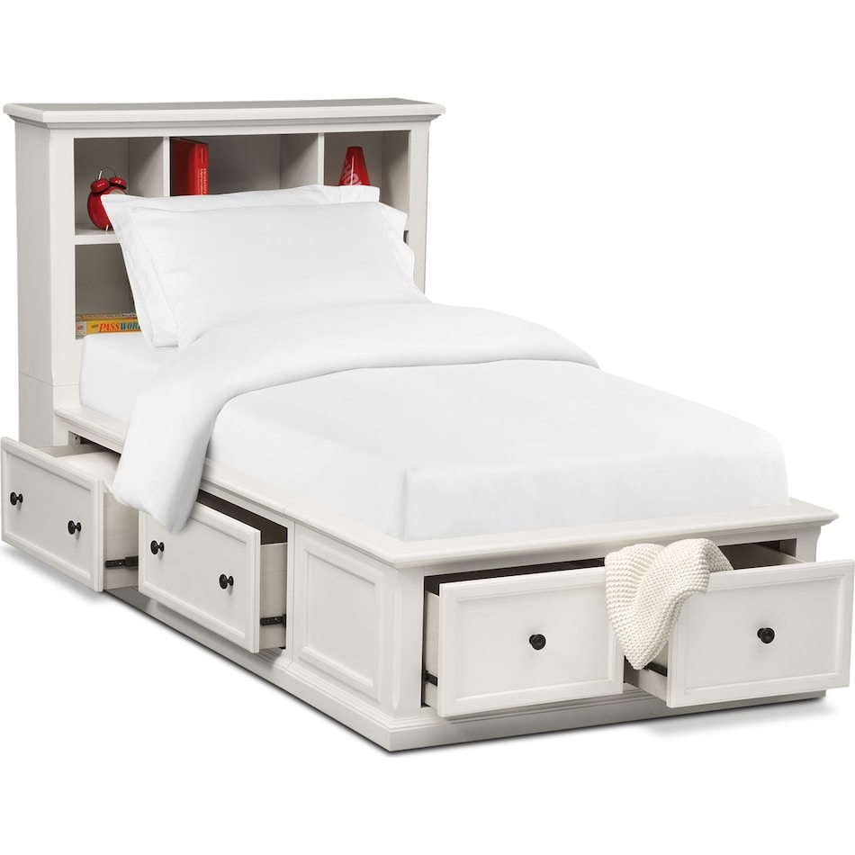 hanover youth white bookcase white full bookcase bed w storage   