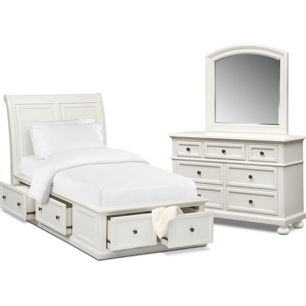 hanover youth white white  pc full bedroom   
