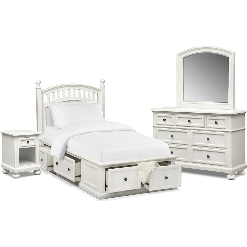 hanover youth white white  pc full bedroom   
