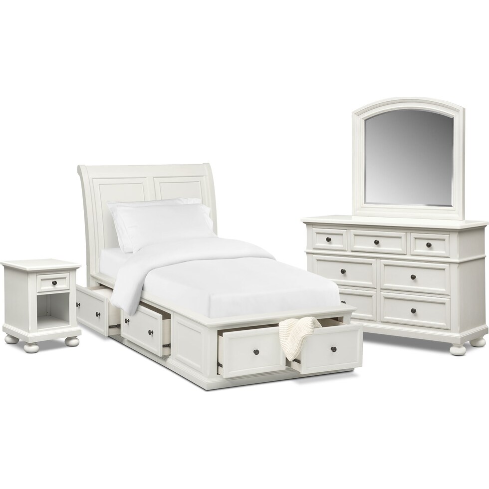 hanover youth white white  pc twin bedroom   