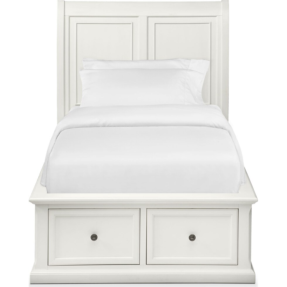 hanover youth white white full bed w storage   