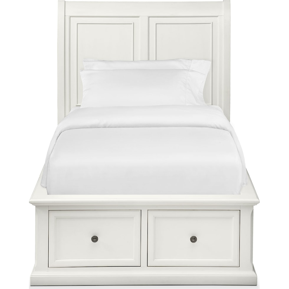 hanover youth white white twin bed with storage   