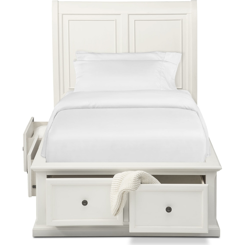 hanover youth white white twin bed with storage   