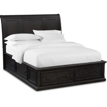 hanover black queen storage bed   